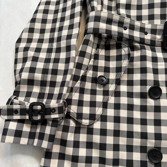 Coach | Black and Ivory Gingham Mid Length Trench Coat Size 10 - Picture 7 of 16